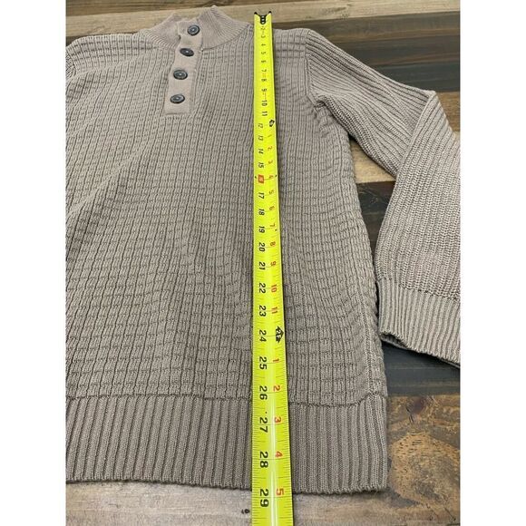 Ethan Pierce Half Buttoned Turtleneck Sweater Beige Cotton Blend Men’s Size M - Picture 5 of 7